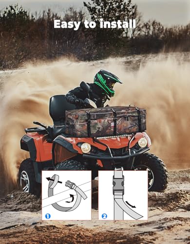 KEMIMOTO ATV Gear Bag for Front Rear Rack, 73L Storage Bag with 12L Cooler - color: Camo