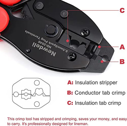 Ratchet Spark Plug Wire Crimper Set, Newdeli 25Pcs Spark Plug Crimping Tool and 180 Degree/90 Degree/Straight Spark Plug Coil Terminals Boots Set for Crimping and Stripping Spark Plug Ignition Wire - style: ND-2048 for spark plug wires