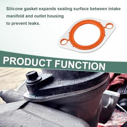 Thermostat Water Neck Housing Gasket, 1/8 Inch Aluminum Carrier & High Temp Silicone Replacement for Chevy SBC BBC 265 283 305 327 350 383 396 400 427 454 472 500 Engines Coolant Outlet (2Pcs) - size: 2Pcs
