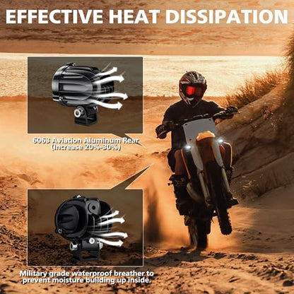 4WDKING 2" LED Motorcycle Lights 20W 2000LM Spot Driving Lights IP68(2PCS)