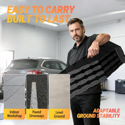 2 Pack Car Ramps for Oil Changes and Lfit, 16000 Lbs Capacity Heavy-Duty Car Lifts for Home Garage or Shop Portable 6.8 Inch Lift Car Ramps with Anti Slip Grooves