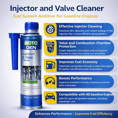 Injection and VALVES Cleaner, Removes troublesome deposits from Injection nozzles and Intake valves. - Protects the Entire Fuel System Against Rust -300 ml, 10.14 Fl Oz