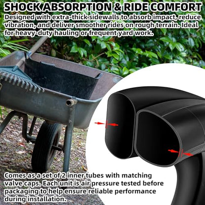 AR-PRO 4.10/4.00/3.50-6 Inner Tubes with TR-87 Bent Valve, Replacement 13x4.00-6 Heavy-Duty Tubes for Lawn Mowers, Tractors, Wheelbarrows, Hand Trucks, Yard Trailers, Snow Blowers and More – 2 Pack - size: 4.10/3.50-6(TR-87)