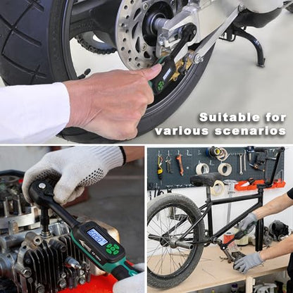 AEROFORCE Digital Torque Wrench - 3/8 Inch Drive Electric Torque Wrench (6.8-135Nm), Features Dual-Direction Ratchet, ±2% Accuracy, Buzzer & LED Alerts, 4-Measurement Unit (Nm/lb.ft/in.lb/kgf.cm) - style: 3/8’’ 5.02-99.57 lb.ft