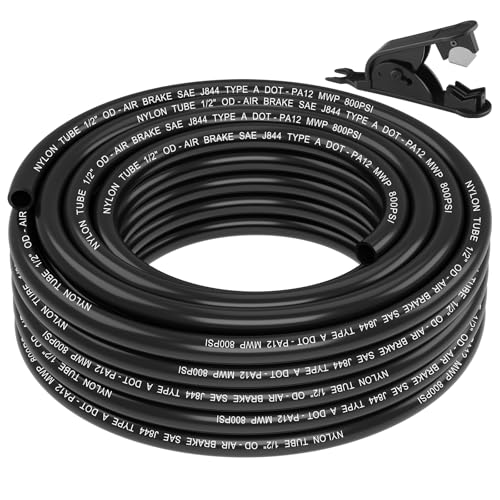 1/2" DOT Air Line, 35FT SAE J844 PA12 Nylon Air Tubing with Cutter - size: 1/2" OD 35FT