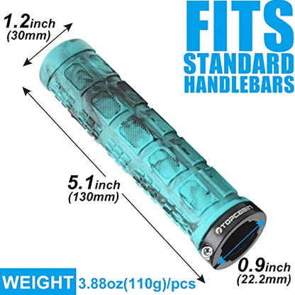 TOPCABIN Double Lock Bicycle Handlebar Grips - Rubber Comfortable BMX Mountain Bike Grips - color: Cyan Green Camouflage