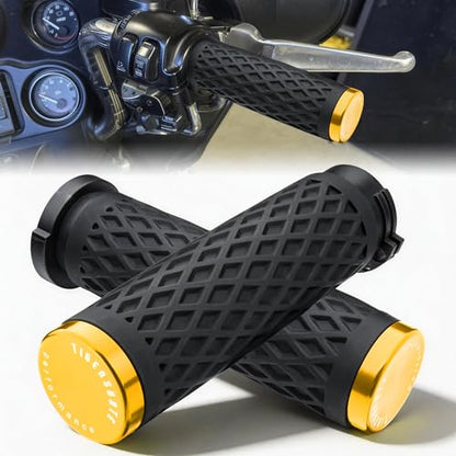 Gold 1" Silicone Cable Throttle Grips with Rear End Cap - color: Gold