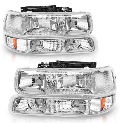 AUTOSAVER88 Headlight Assembly Compatible with 1999-2002 Silverado Chrome - color: OE - Chrome/Amber/Clear
