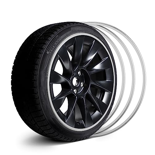 Automotive Alloy Wheel Rim Protector - Covering The Entire Rim of The Wheel hub - Strips for Curb Rash Prevention - Set of 4 Rim Protector Easy to Install(19'',Silver) - color: Silver, size: 19''