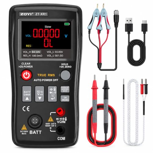 ZOYI ZT-XR1 2-in-1 Digital Multimeter & Battery Internal Resistance Tester, 25000 Counts Auto-Range True RMS, 0 to ±100V 4-Wire Kelvin Sensing for Automotive&Battery Test, Electronic Equipment Repair