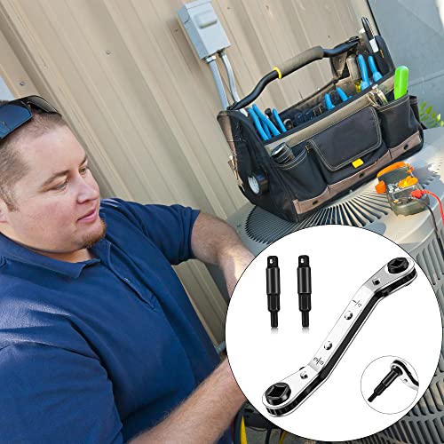 HVAC Service Wrench,3/16"-3/8" 5/16" x 1/4"Hvac Tools with Hex Adapter - style: 1 Wrench + 2 Hexagon Bit