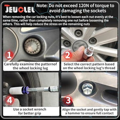 52/7PT Wheel Locking Nut Key Compatible with VW, Audi, Nut Removal - color: 52/7PT