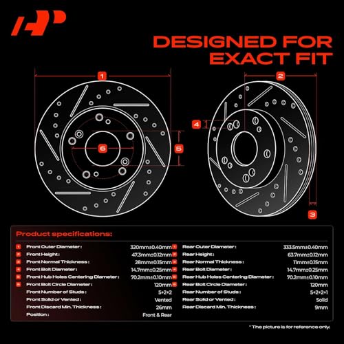 A-Premium Front and Rear Drilled Slotted Brake Rotors and Ceramic Pads Kit - style: 2011-2014 (Drilled & Slotted)