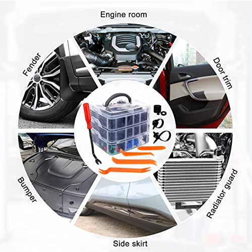 860Pcs Car Push Retainer Clips and Body Fastener Clips Kit - color: orange