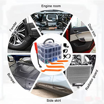 860Pcs Car Push Retainer Clips and Body Fastener Clips Kit - color: orange
