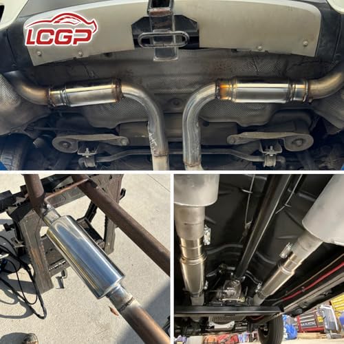 LCGP 2.25" Inlet Universal Resonator, 2.25" Outlet 20" Overall Length Stainless Steel High Performance Muffler, Polished, Pass-Thru Design - size: 2.25" Round body