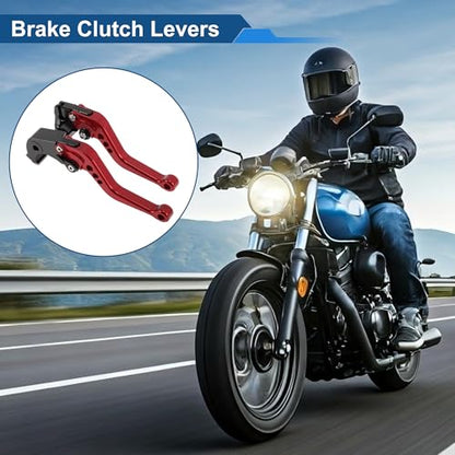 Short Brake Clutch Levers for Kawasaki Z1000SX/NINJA 1000/Tourer 2011-2016 6 Position Adjustable Motorcycle Handlebar Brake Lever Aluminum Alloy Red - color: Red