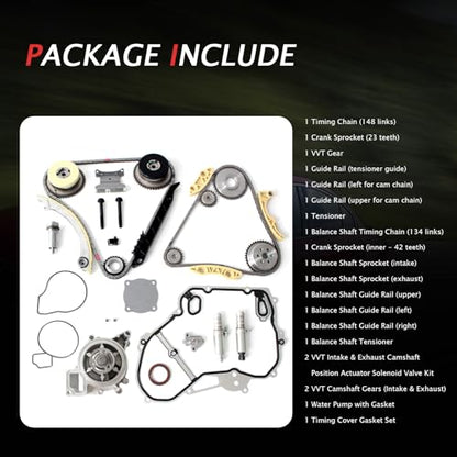 AUCERAMIC 9-4202S 2.4 Timing Chain Kit w/Water Pump Fit for Buick Chevy GMC
