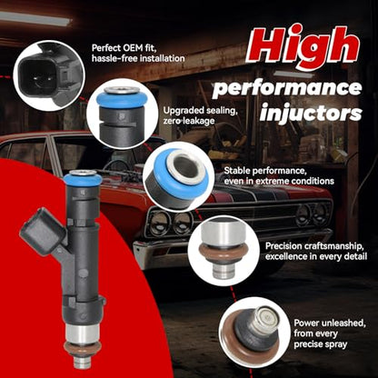 4-Pack Fuel Injectors Set | Compatible with Mazda 3 2006-2013 5 2008-2010 6 2006-2008 3 Sport 2012-2013 MX-5 Miata 2006-2015 2.0L 2.3L L4| Replaces FJ824 L3G5-13-250 842-12370 - size: 4 X FJ824