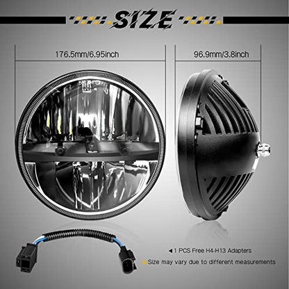 WHDZ 7 Inch Round Led Headlight for Wrangler Cj Jk Tj Motorcycle Offroad Vehicles