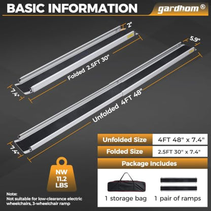 gardhom 4FT Telescoping Portable Wheelchair Ramp with Carrying Case - size: 4FT(can be used as 2FT or 4FT)