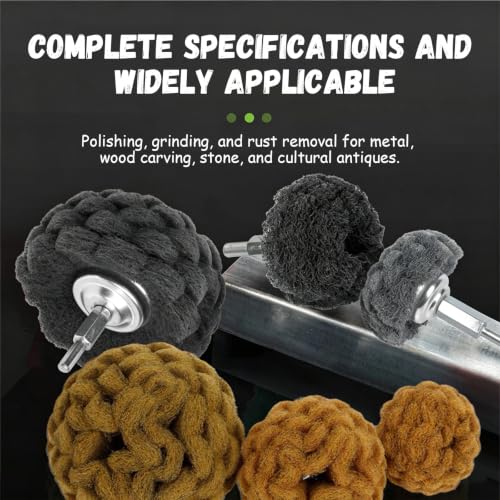 6 Pcs Scouring Pads Non Woven Abrasive Drill Cleaning Kit, Abrasive Buffing Polishing Wheel Drill Attachment Set, 3 Yellow and 3 Gray - color: Yellow/Gray