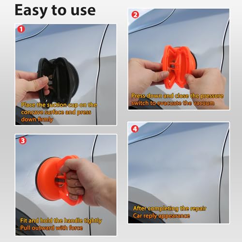Car Dent Repair Kit, Dent Puller Kit Auto Body Dent Remove, Yellow Suction Cup Dent Puller Car Dent Pop Out Tool Dent Remover - color: Yellow
