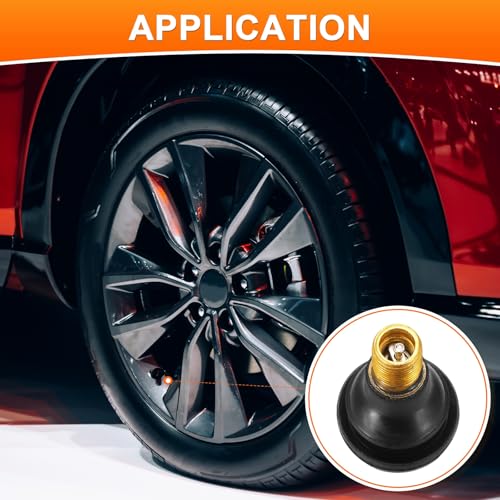 PATIKIL 2 Inch TR413 Tire Valve Stem, 20 Pack Universal Metal Rubber Snap-in Valve Stems for Cars Trucks Trailers ATVs Motorcycles, Black - size: 2"