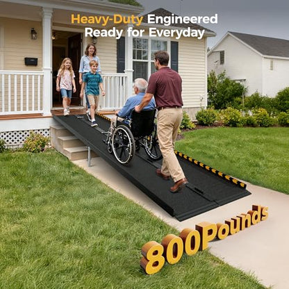 CAMMOO 10 FT Aluminum Wheelchair Ramp with 800 LBS Load Capacity, Portable Folding ramps for wheelchairs - size: 10 FT