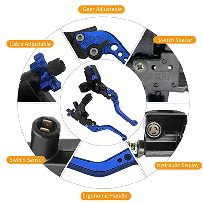 M MATI Upgrade Universal 7/8" 22mm Handlebar Brake Master Cylinder Clutch Lever Set Left & Right Motorcycle Levers Compatible with Yamaha Honda Kawasaki Suzuki Harley(Blue) - color: Blue