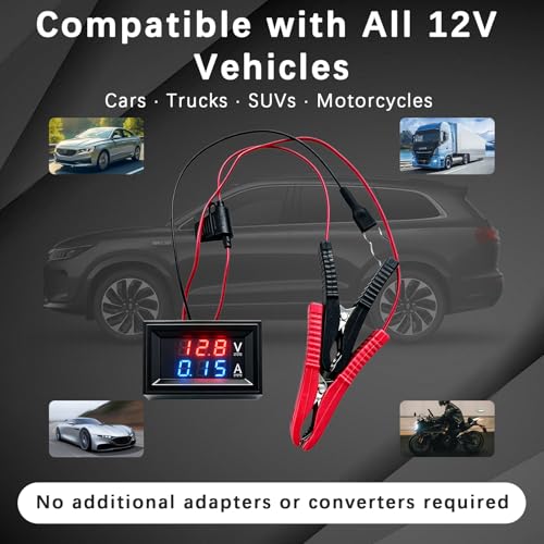 Parasitic Battery Drain Tester, 12V Automotive Fuse & Parasitic Draw Tester with Voltage Display, No Multimeter Required