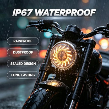 5.75 Demon Eye White/Amber DRL Motorcycle Headlight for Indian Scout 883 72 - color: DEMON EYE W/Y DRL