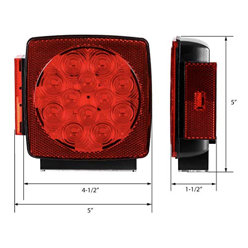 CZC AUTO 12V Submersible LED Trailer Tail Lights Left&Right Reverse Lights - size: 5" long x 1.5"width x 5"height