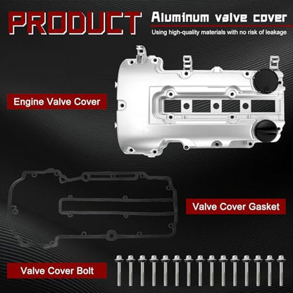 Upgraded Aluminum Engine Valve Cover with Gasket, Compatible with Chevy Cruze 2011-2016,Sonic 2012-2020,Trax 2013-2021,Volt 2011-2015&Buick Encore 2013-2021&Cadillac ELR 2014-2016, Replace# 55573746