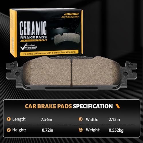 D1508 Front Ceramic Brake Pads Kit Fit For Ford Flex 2009-2019, For Taurus 2010-2019, For Lincoln MKT 2010-2019, For MKS 2011-2012, For Ford Explorer 2011-2019 - style: HZ1508
