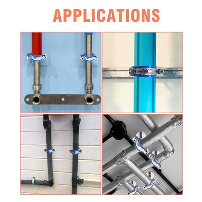 AKIHISA 2 Pcs 304 Stainless Steel Pipe Supports, Wall Mount Ceiling Mount Pipe Hanger, Pipe Holder for OD Pipe 25-27MM Adjustable Height Range 50-100mm - size: 25-27mm, style: Adjustable Height 50-100mm