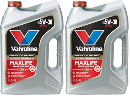Valvoline Extended Protection High Mileage with Ultra MaxLife Technology 5W-30 Full Synthetic Motor Oil 5 QT (Pack of 2) - size: 5 qt (Pack of 2), style: Premium Full Synthetic High Mileage