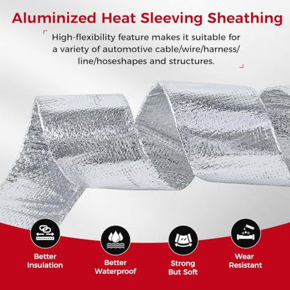 Car Aluminized Sleeving Heat Sheathing Roll 1-1/2inch 6ft - style: 1-1/2inch(I.D. Wide) - 6ft