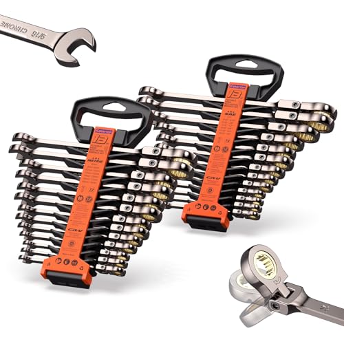 26-Piece Flex head Ratchet Wrenches Set (Metric & SAE) - color: Flex Head