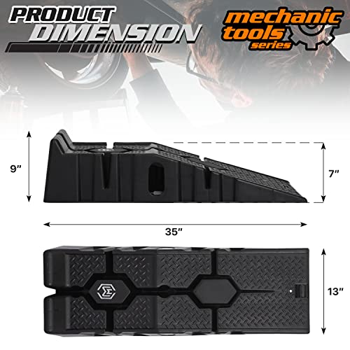 M-AUTO Vehicle Ramp Set of 2 Universal Drive-On 2-Stage Incline Ramps, 2.5 Ton (5000 lb) Lifting Capacity, Nestable & Portable Auto Service Ramp