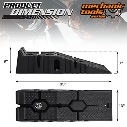 M-AUTO Vehicle Ramp Set of 2 Universal Drive-On 2-Stage Incline Ramps, 2.5 Ton (5000 lb) Lifting Capacity, Nestable & Portable Auto Service Ramp
