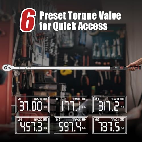 VANPO Digital Torque Wrench, 3/4", 37–737 ft-lb for Heavy Equipment - size: 1-Inch