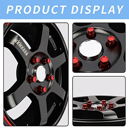 20PCS Closed End Lug Nuts M12X1.5 Wheel Rims Lug Nuts +Socket (Red) - color: Red