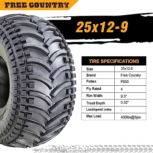 FREE COUNTRY 25X12-9 ATV Tire 4 Ply 25x12x9-10408 - size: 25X12-9 S1