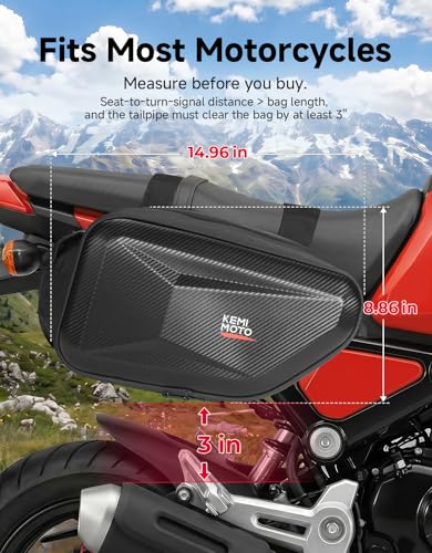 KEMIMOTO Motorcycle Saddlebags Expandable 20-30L EVA Hard Side Bag