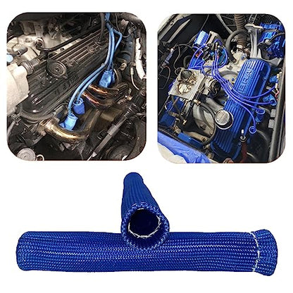 Spark Plug Wire Heat Shield 8PCS Spark Plug Boots Thermal Protection Sleeve 1200 Degree 6 inch Heat Cover Wrap for Car Truck (Blue) - color: blue