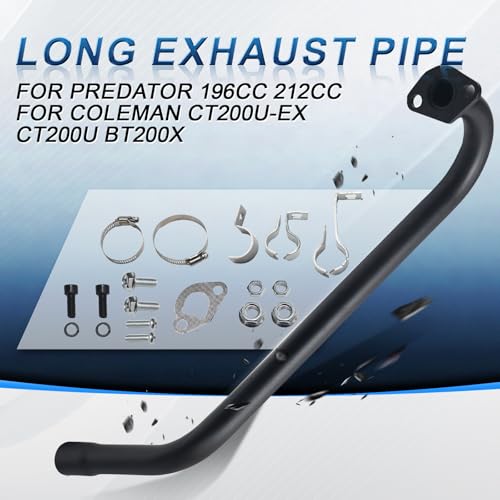 212cc Long Exhaust Pipe for Predator 224cc GX200 Mini Bike Go Kart Parts - size: Long without Muffler