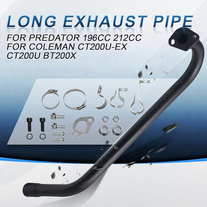 212cc Long Exhaust Pipe for Predator 224cc GX200 Mini Bike Go Kart Parts - size: Long without Muffler