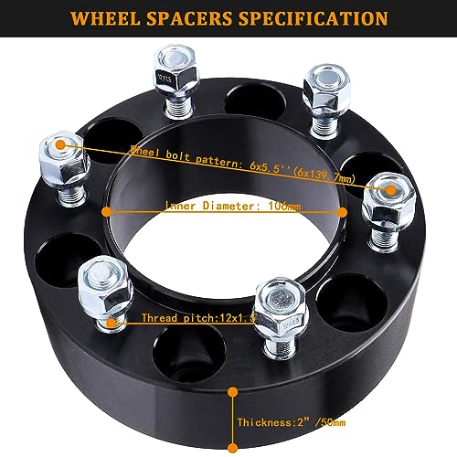 BRTEC 2inch Wheel Spacers 6x5.5 6x139.7 Hubcentric 106mm - color: 2PCS/2"