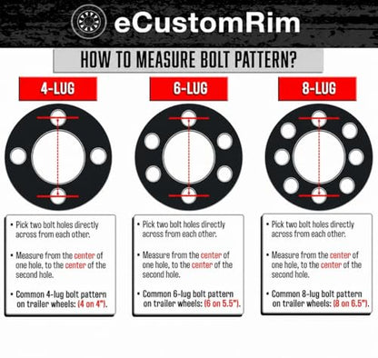 eCustomrim 2-Pack Golf Cart Tires On Rims 18-850-8 18X8.50-8 White 4 Lug - size: Set of 2